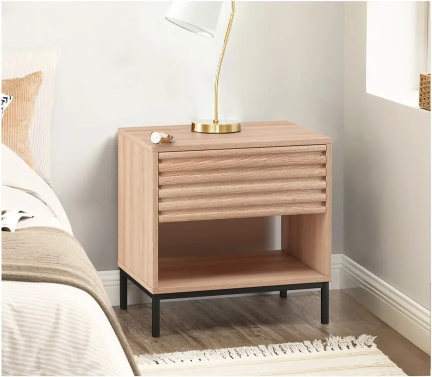 Comodino con piano effetto rovere naturale Celine - Støraa