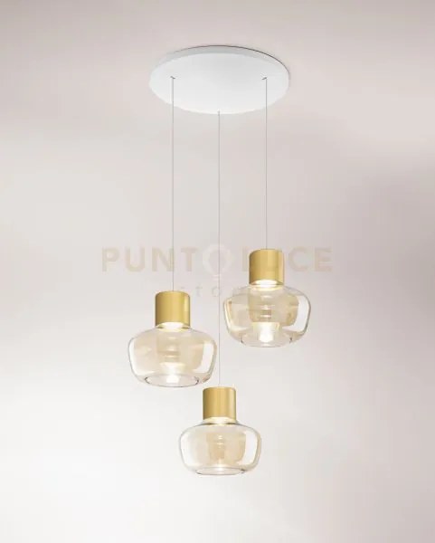 Kino sospensione cognac 3luci tonda 3767-47-365