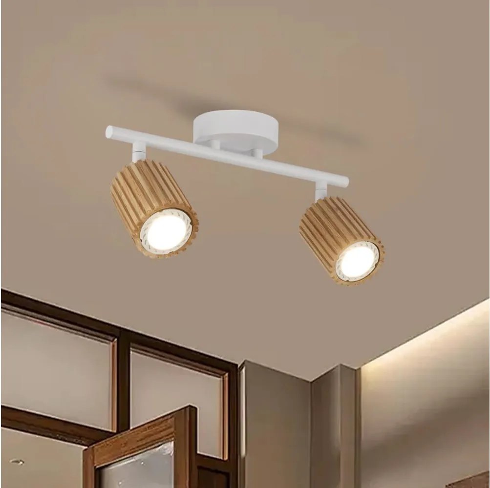 Brilagi - Lampada a faretti MODERN WOOD 2xGU10/8W/230V legno/bianco