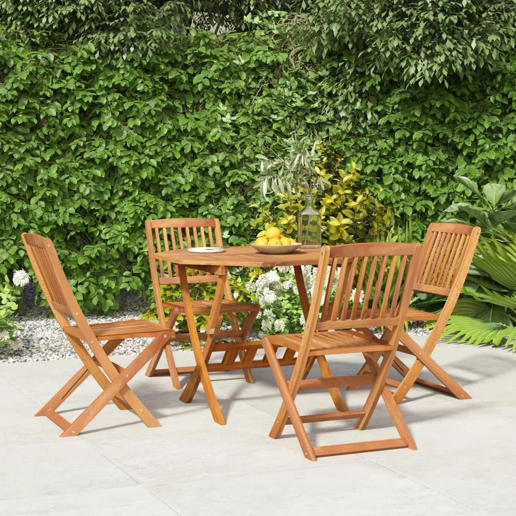Set Da Pranzo Per Giardino 5 Pz İn Legno Massello Di Acacia /