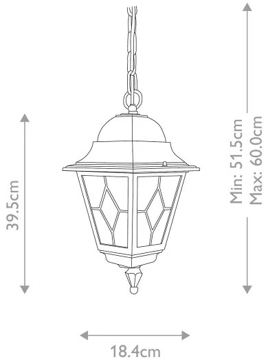 Elstead NR9-BLK - Lampadario da esterno NORFOLK 1xE27/100W/230V IP43