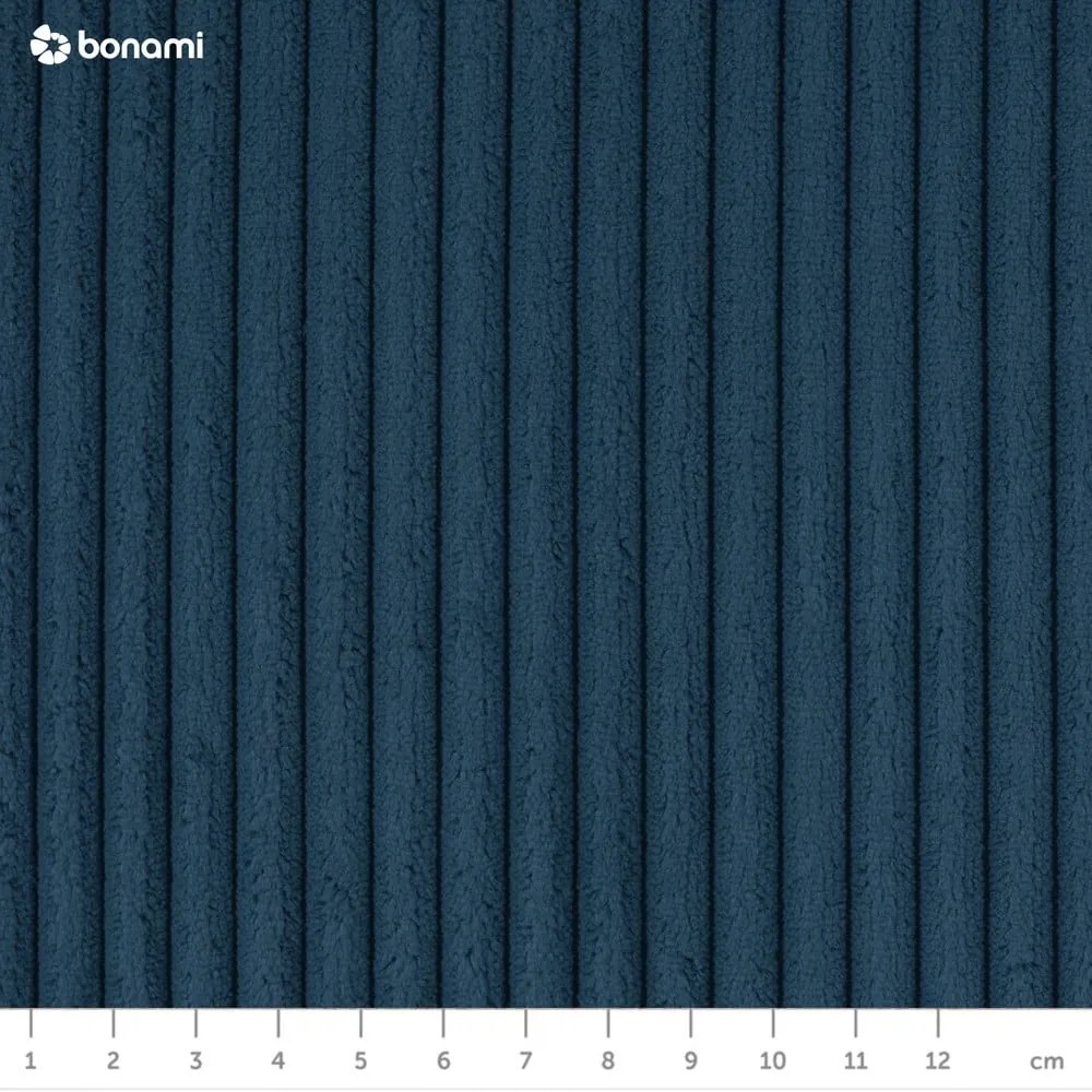 Divano angolare blu allungabile (con penisola a sinistra) con rivestimento in velluto a coste Tori – Bonami Selection