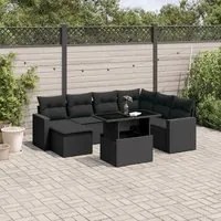 Set Divani da Giardino con Cuscini 8 pz Nero in Polyrattan 3267435