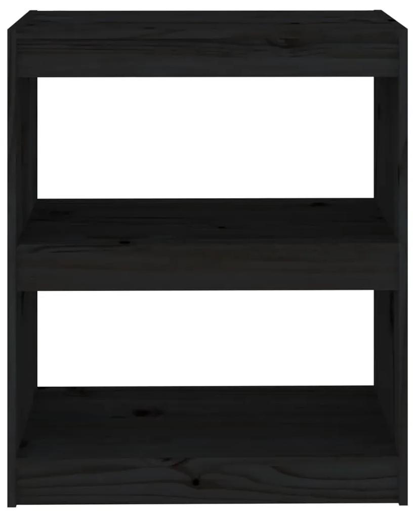 Libreria/divisorio nero 60x30x71,5 cm in massello di pino