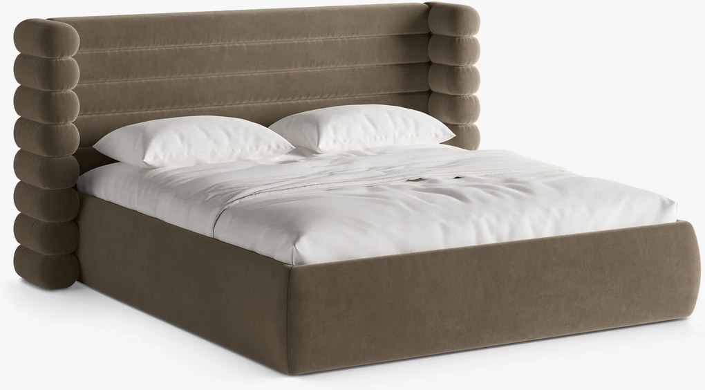 Letto imbottito Mount con contenitore in velluto Salvador – 140x200 cm