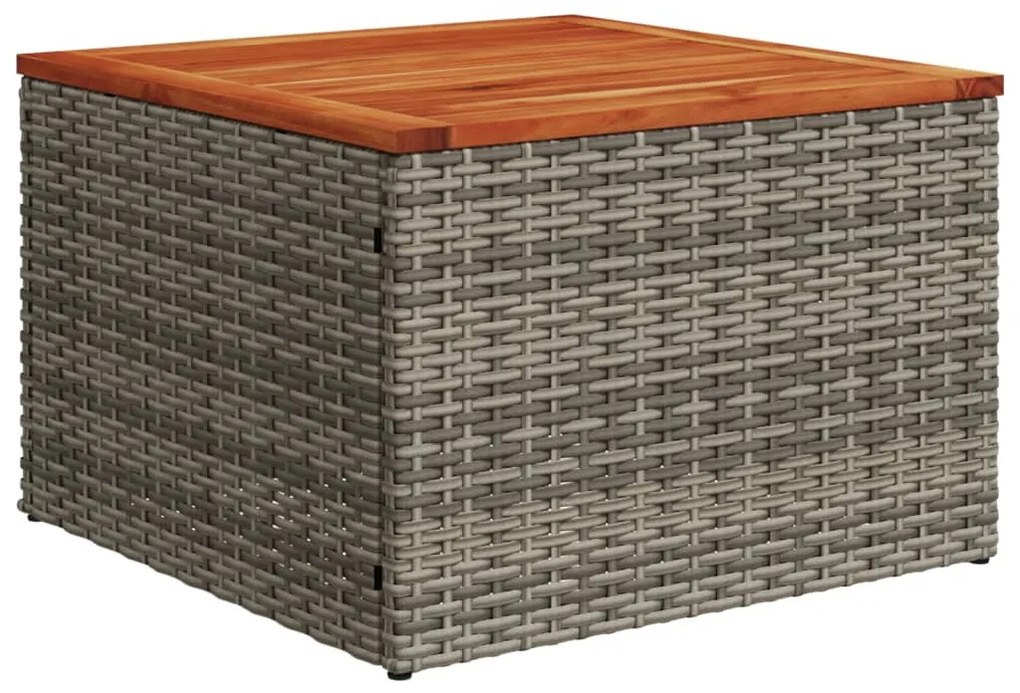 Tavolo da giardino grigio 55x55x37 cm polyrattan e legno acacia