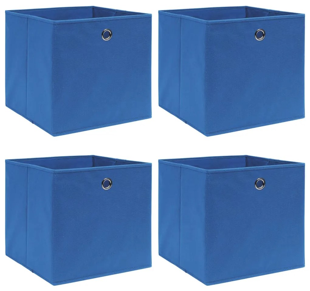 Scatole Portaoggetti Con Coperchi 4 Pz Blu 32x32x32 Cm Tessuto /