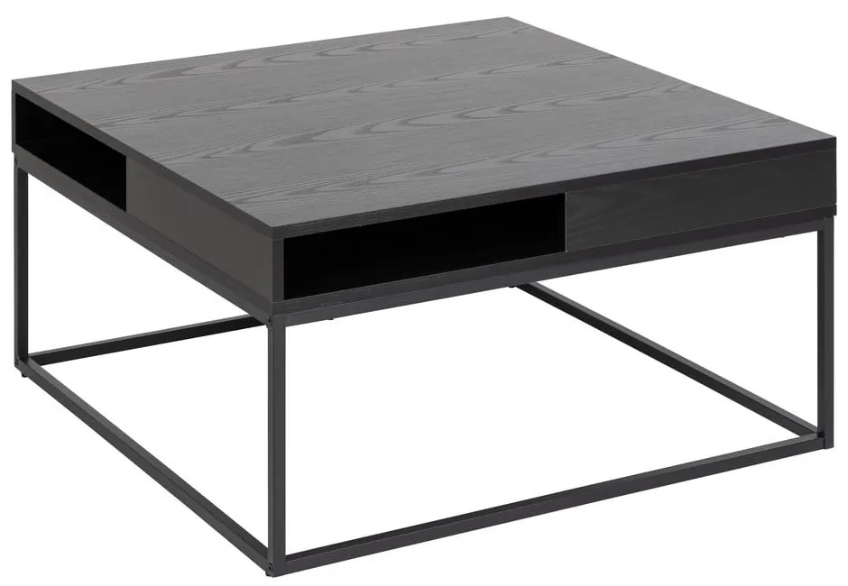 Tavolino da salotto nero con piano effetto frassino 80x80 cm Willford – Actona