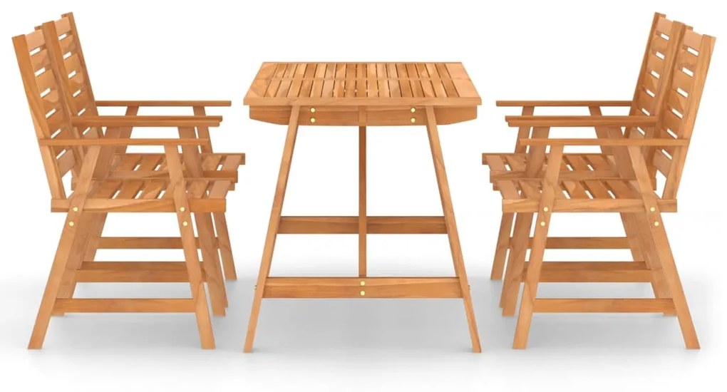 Set da pranzo da giardino 5 pz in legno massello di acacia