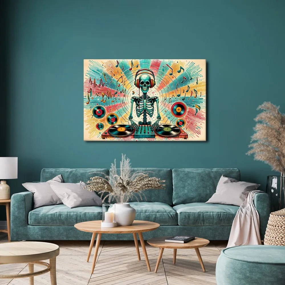 Quadro su tela – Scheletro disco con dischi
