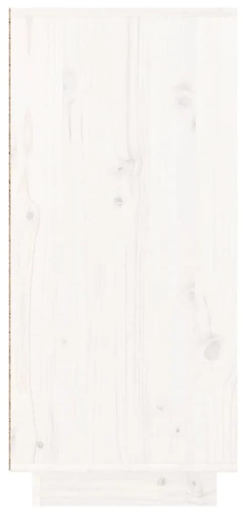 Credenza bianca 110x34x75 cm in legno massello di pino