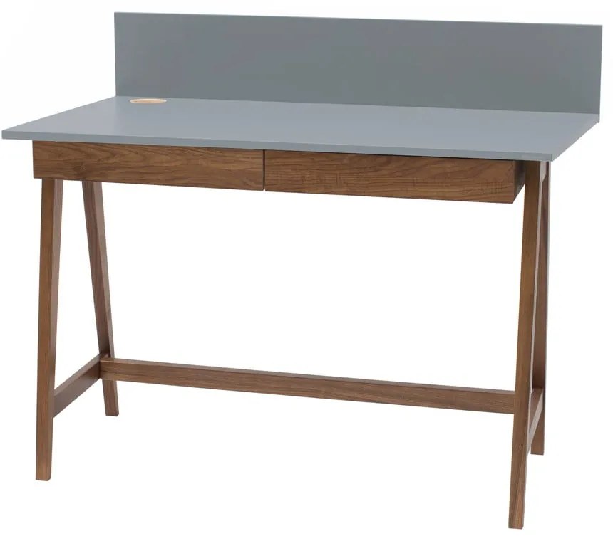 Scrivania grigia con base in frassino, lunghezza 110 cm Luka Oak - Ragaba