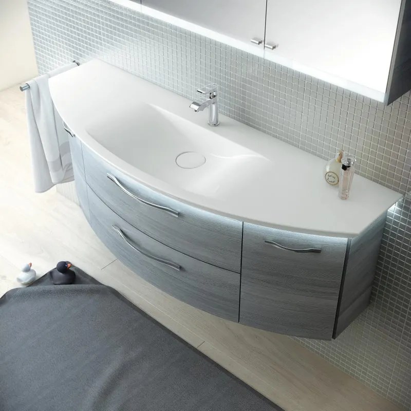 Mobile da bagno sospeso sotto lavabo L 139 x H 25 x P 22 cm bianco, 2 cassetti, 2 ante PELIPAL Cassca