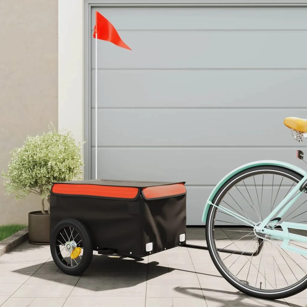 Rimorchio Da Bici Nero E Arancione 30 Kg İn Ferro /