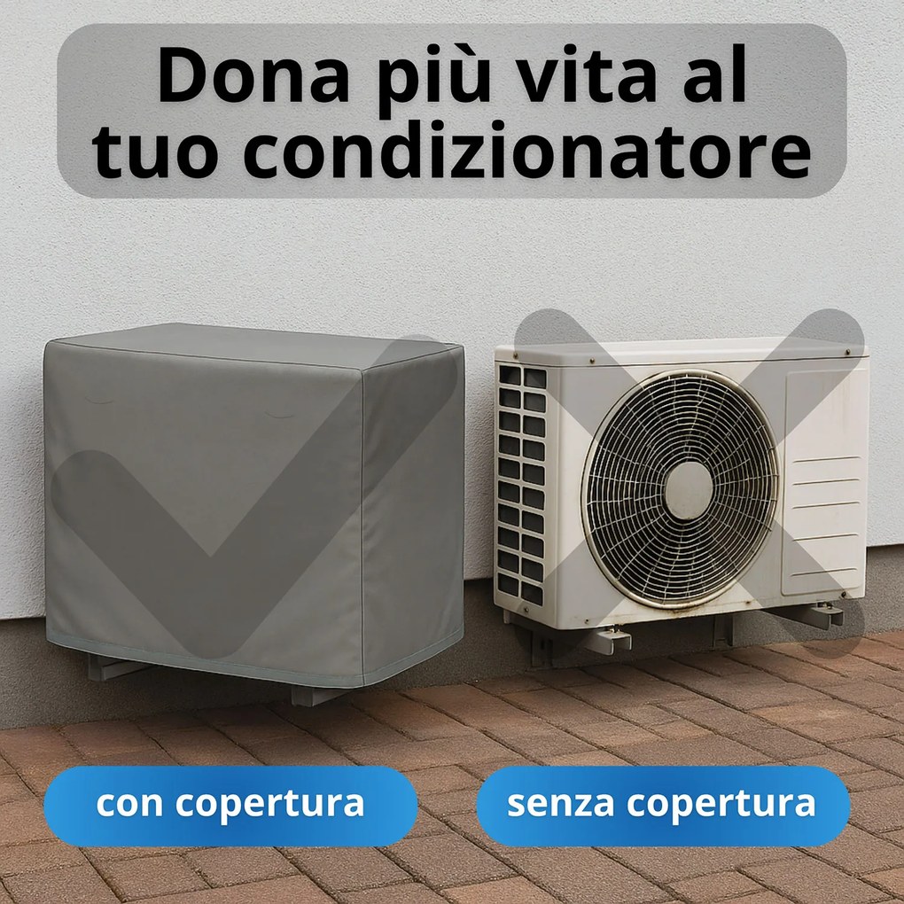 Copri Condizionatore da Esterno Impermeabile Taglia L in PVC Finitura Liscia Grigio...