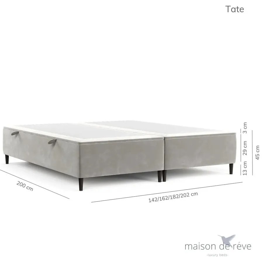Letto matrimoniale imbottito antracite con contenitore 160x200 cm Tate - Maison de Rêve