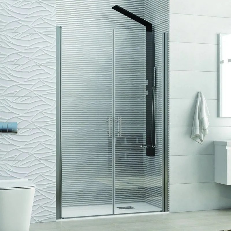 Kamalu - porta doccia 2 battenti 150-155cm vetro trasparente ks2800 saloon