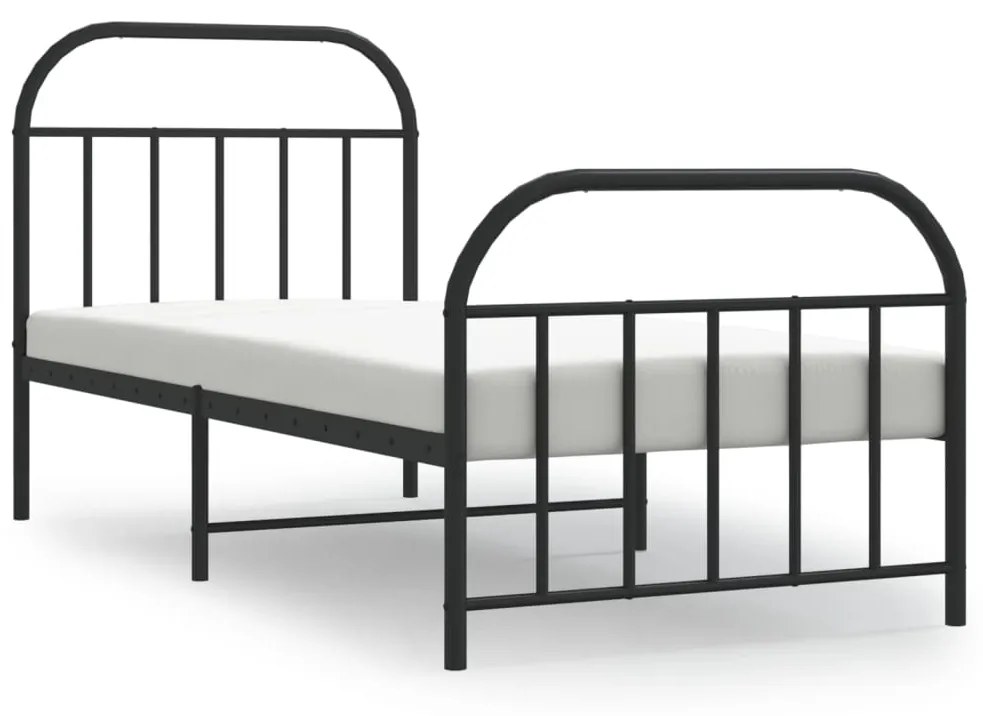 Giroletto con testiera e pediera metallo nero 80x200 cm
