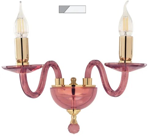 Applique PAGANINI a 2 Luci in vetro lavorato a mano 38 cm Bianco