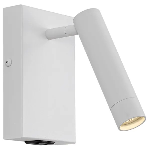 Lampada da parete moderna bianca regolabile con USB-C - Croft