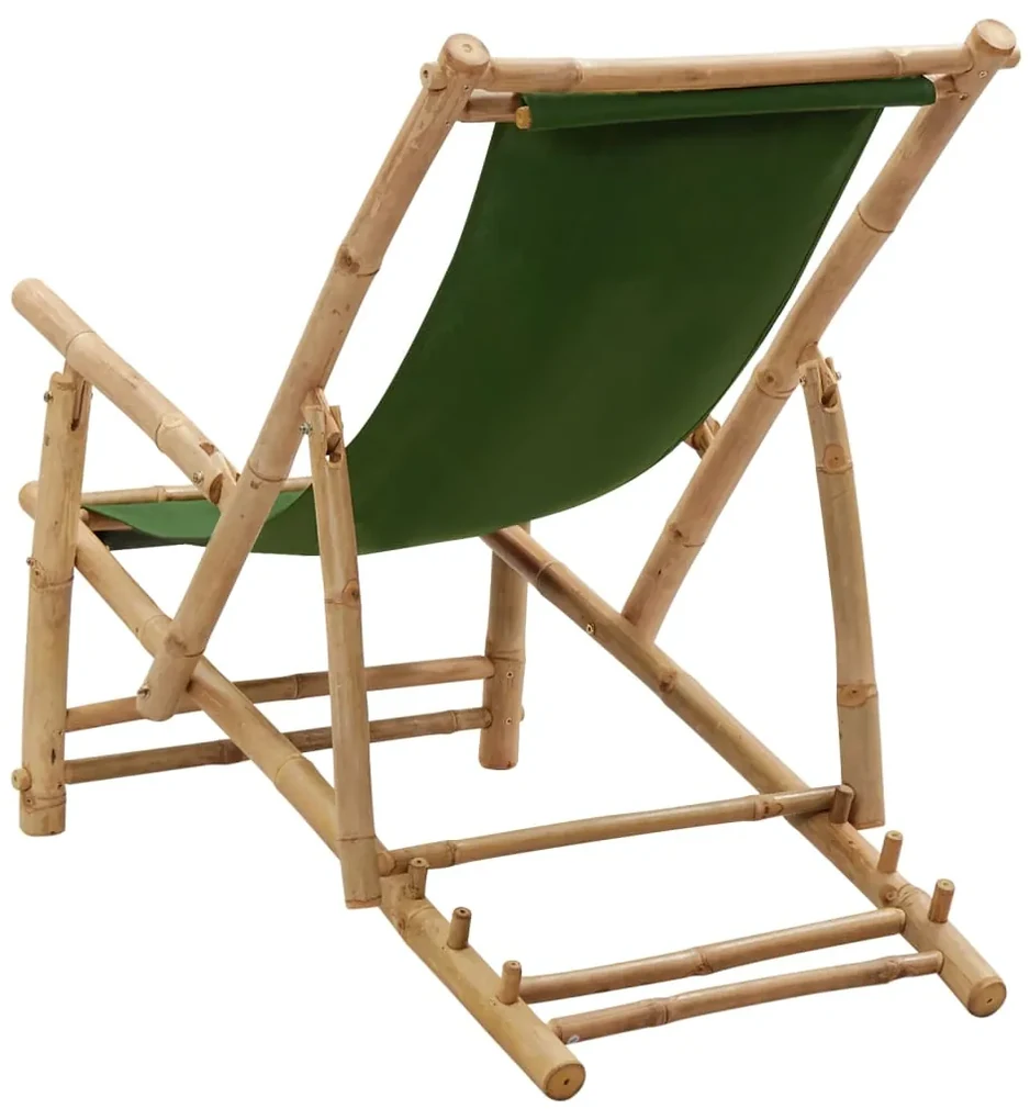 Sedia a sdraio in bambù e tela verde