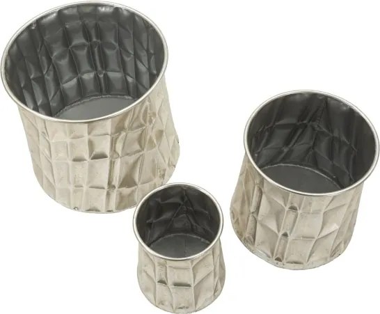 Porta Vasi Silver Set 3 Pz Cm Ø 35X38,5-27,5X33-18,5X26,5