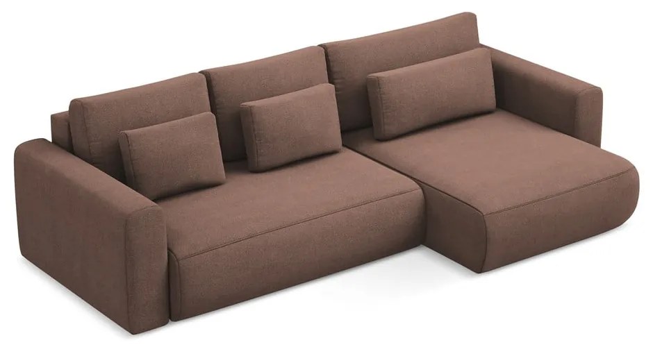 Divano angolare rosa allungabile/con contenitore (con penisola a destra/con chaise lounge) Kapua – Makamii