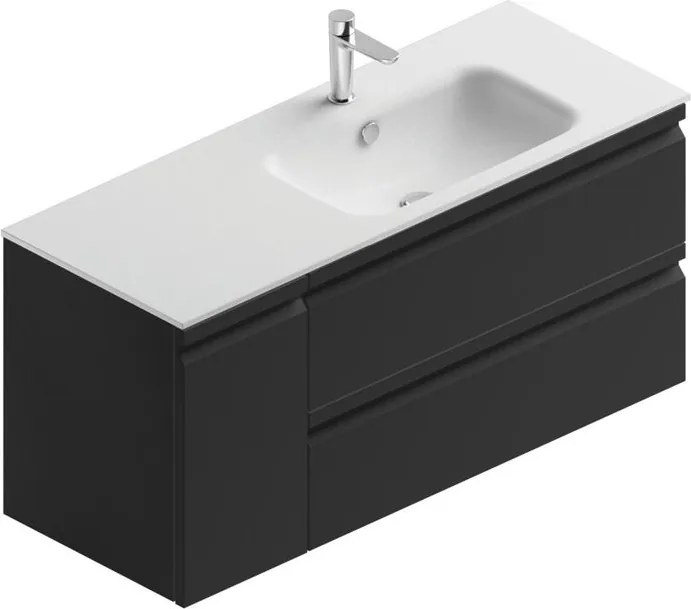 Mobile bagno sospeso con lavabo Pull L 120 x H 56 x P 46 cm grigio grafite opaco in mdf 1 anta 2 cassetti per vasca a destra