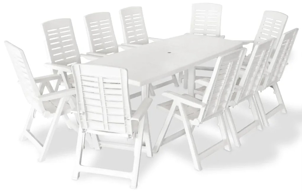 Set da Pranzo da Giardino 11 pz in Plastica Bianco