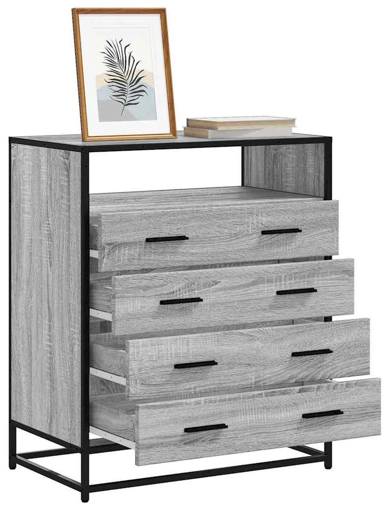 Cassettiera Grigio Sonoma 70x41x83,5 Cm İn Legno Multistrato /