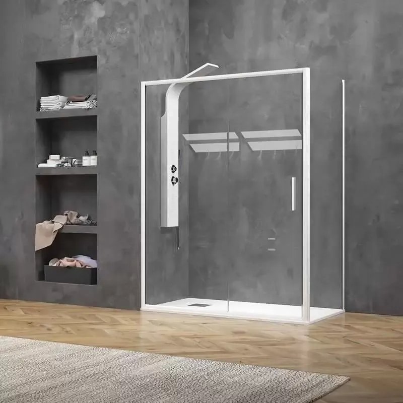 Kamalu - Box doccia angolare 70x120 bianco opaco scorrevole | KE-4000B