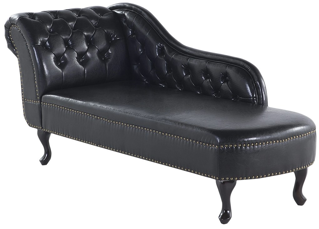 Chaise longue vintage sinistra in pelle sintetica nera NIMES Beliani