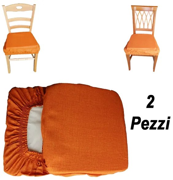 Cuscino Coprisedia Mollettone imbottito con fascia elastico ARANCIO 2 pezzi