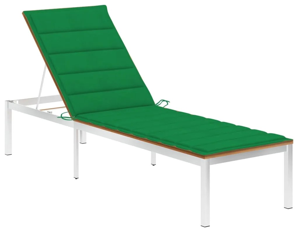 Sdraio Con Cuscino İn Legno Massello Di Acacia E Acciaio Inox /