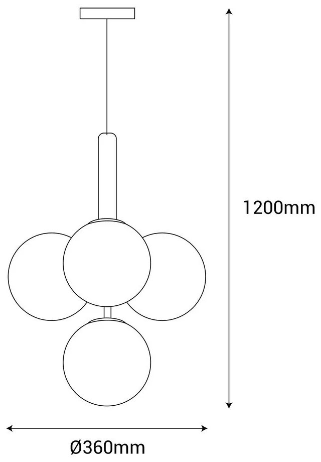 Apparecchio a sospensione nero, altezza 120 cm Musa - SULION
