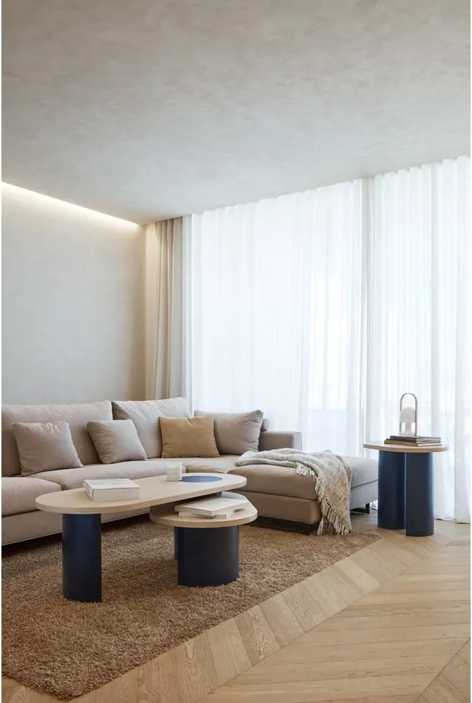 Tavolino da salotto blu/di colore naturale con effetto frassino 50x120 cm Nori – Teulat