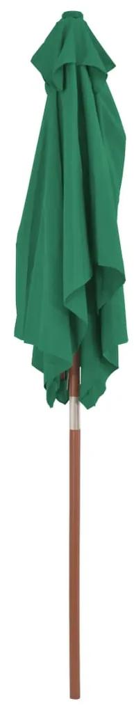Ombrellone da Esterni con Palo in Legno 150x200 cm Verde