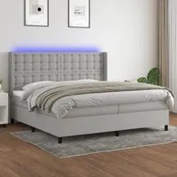 Letto a Molle Materasso e LED Grigio Chiaro 200x200 cm Tessuto 3138661