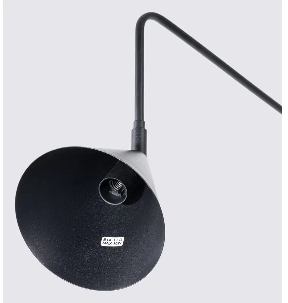 Lampada da parete nera con alimentazione a corrente Zylo – Sollux