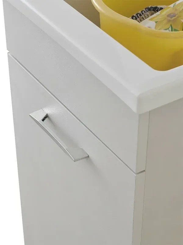 Mobile lavatoio 45x50 cm grigio calce vasca in resina e kit di scarico Moon