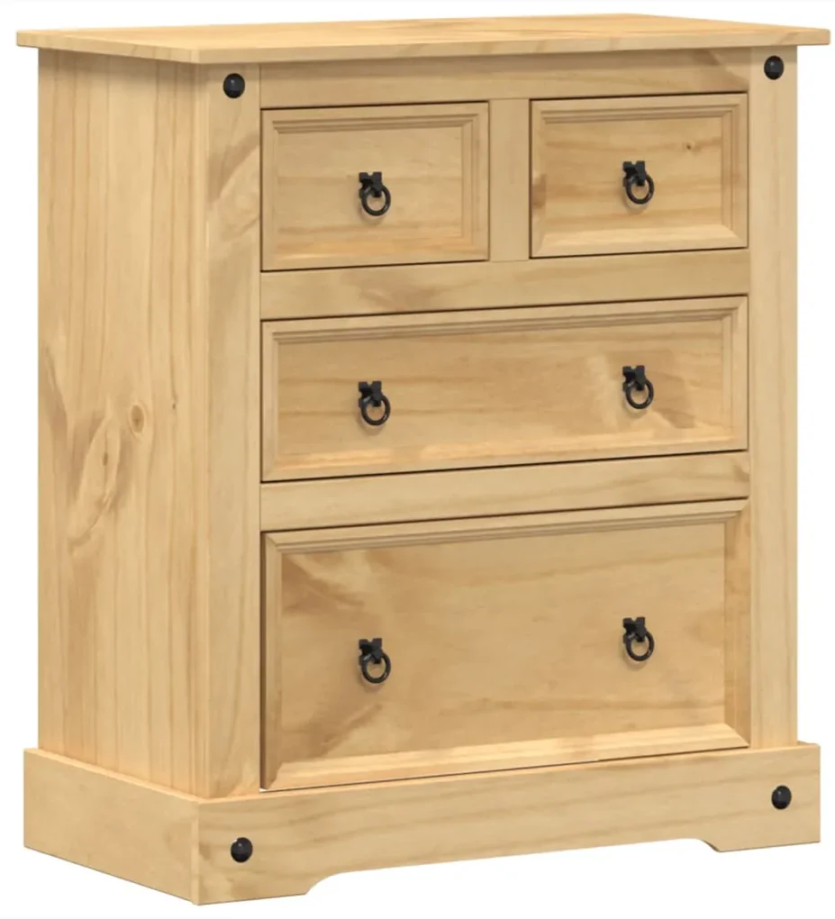Cassettiera corona 80x43x91 cm in legno massello di pino