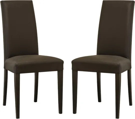 Sedia in ecopelle con gambe verniciate TESTA DI MORO mod. DENVER Set da 2 pezzi