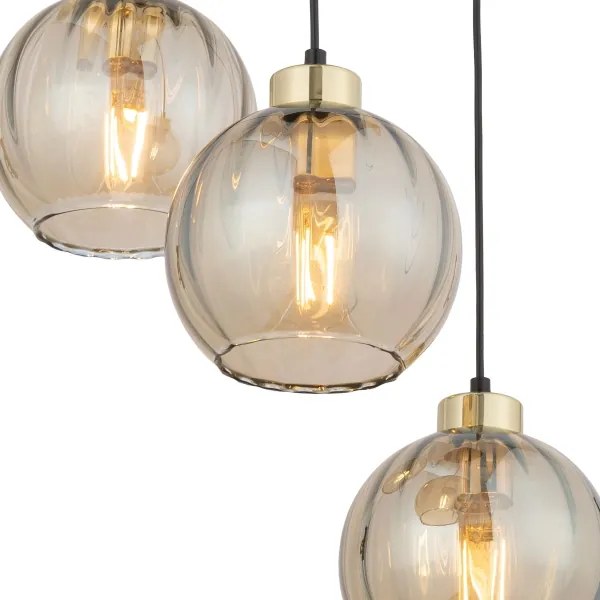 Lampadario LED a sospensione su cavo DEVI 3xE27/15W/230V nero/beige fumé