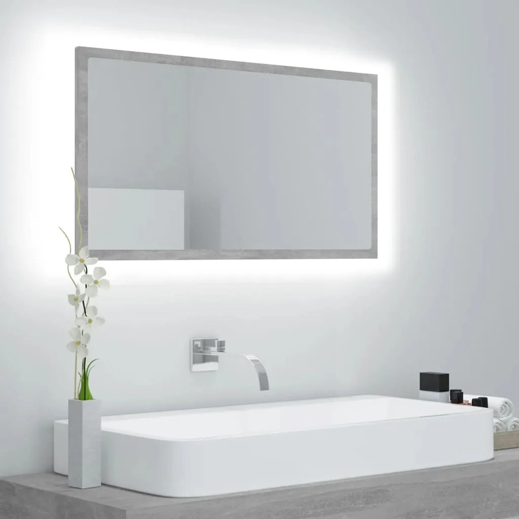 Specchio da bagno a led grigio 80x8,5x37 cm in acrilico