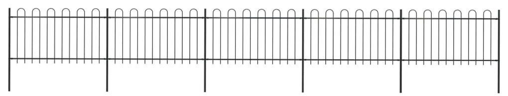 Recinzione Da Giardino Con Punta Tonda İn Acciaio 8,5x1m Nera /