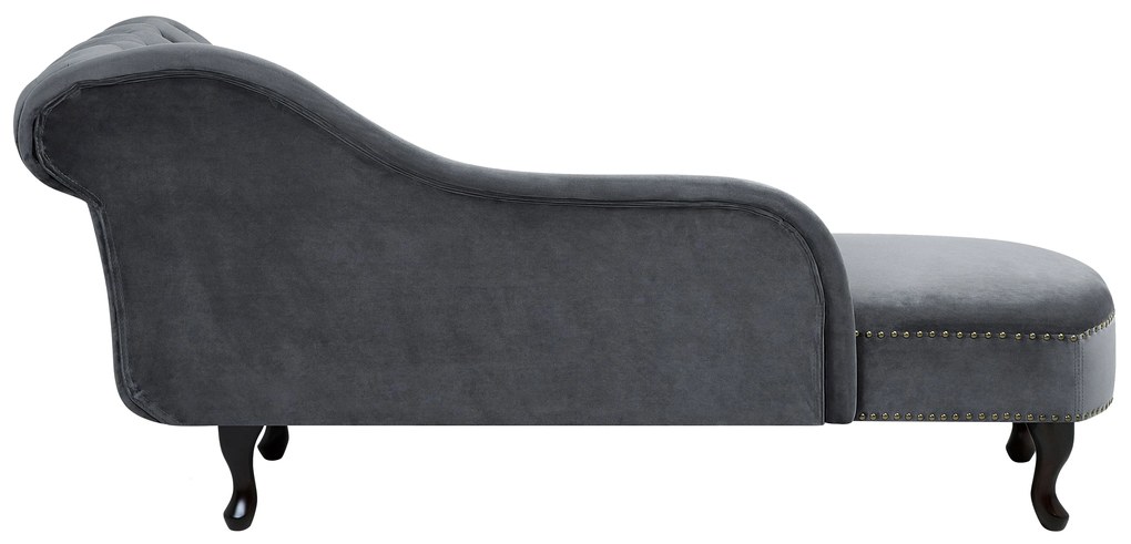 Chaise longue destra in velluto grigio NIMES Beliani