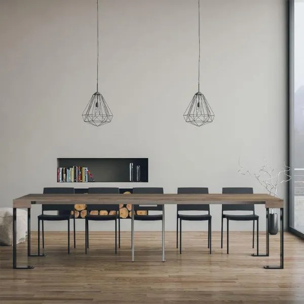 Consolle allungabile slim a 300cm TECNO Quercia telaio Antracite 14 Posti