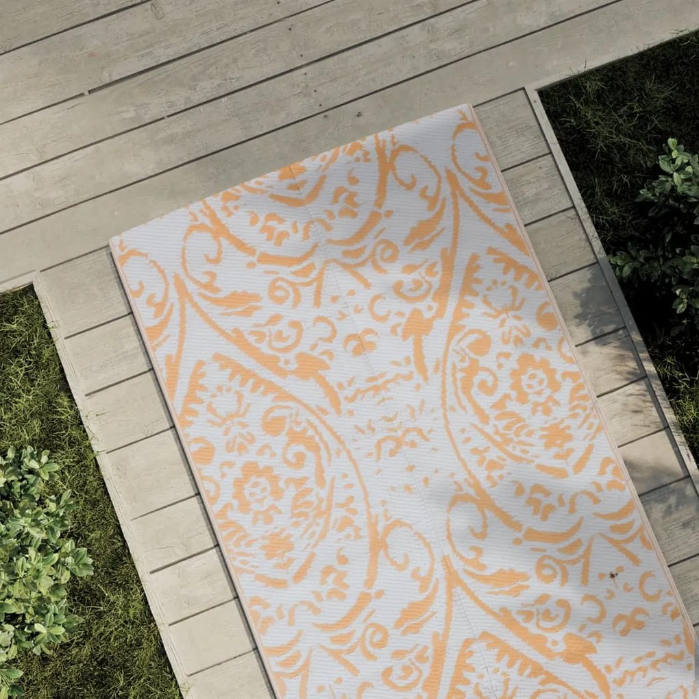 Tappeto Da Esterni Arakıl Arancione E Bianco 80x250 Cm İn Pp /