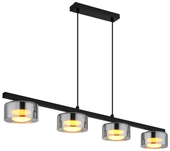Globo 16055-4HS - Lampadario LED a sospensione con filo HIGGINS 4xGX53/6W/230V fumé/nero
