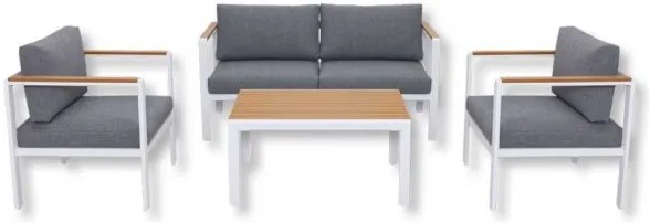 Salotto Alluminio Set Lounge 4 Pezzi - Struttura Resistente e Cuscini Sfoderabili